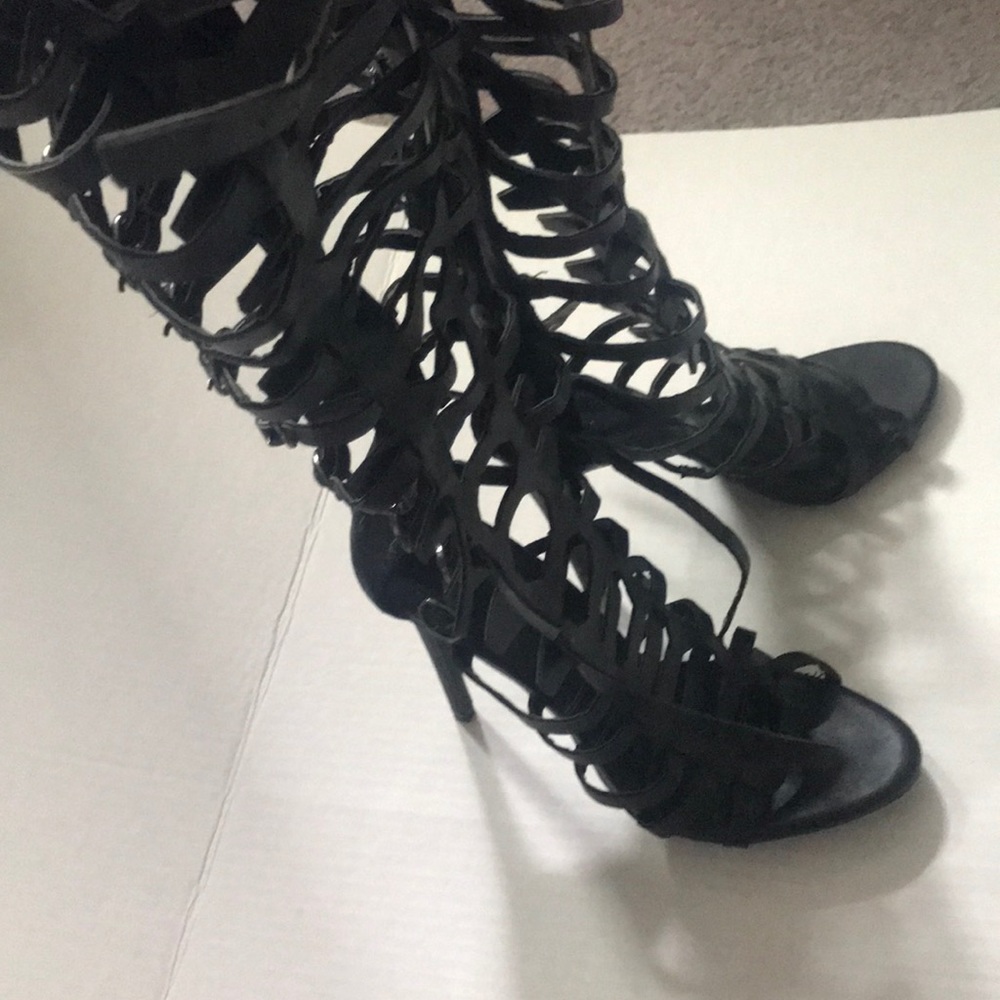 Black strappy high heels sexy